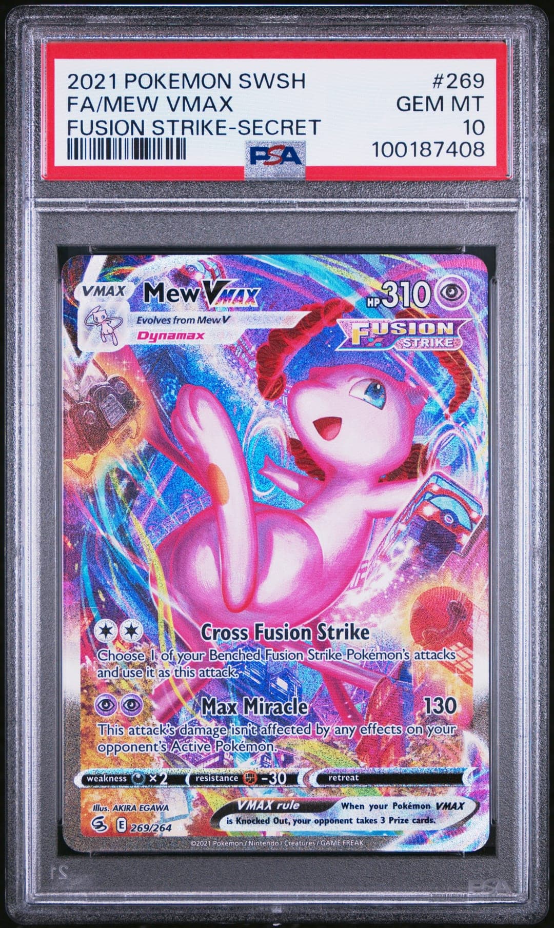 FA/MEW VMAX — FUSION STRIKE-SECRET — PSA GEM MT 10