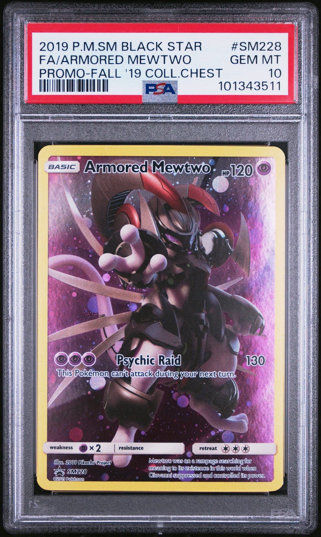 FA/ARMORED MEWTWO — PROMO-FALL '19 COLL.CHEST — PSA GEM MT 10