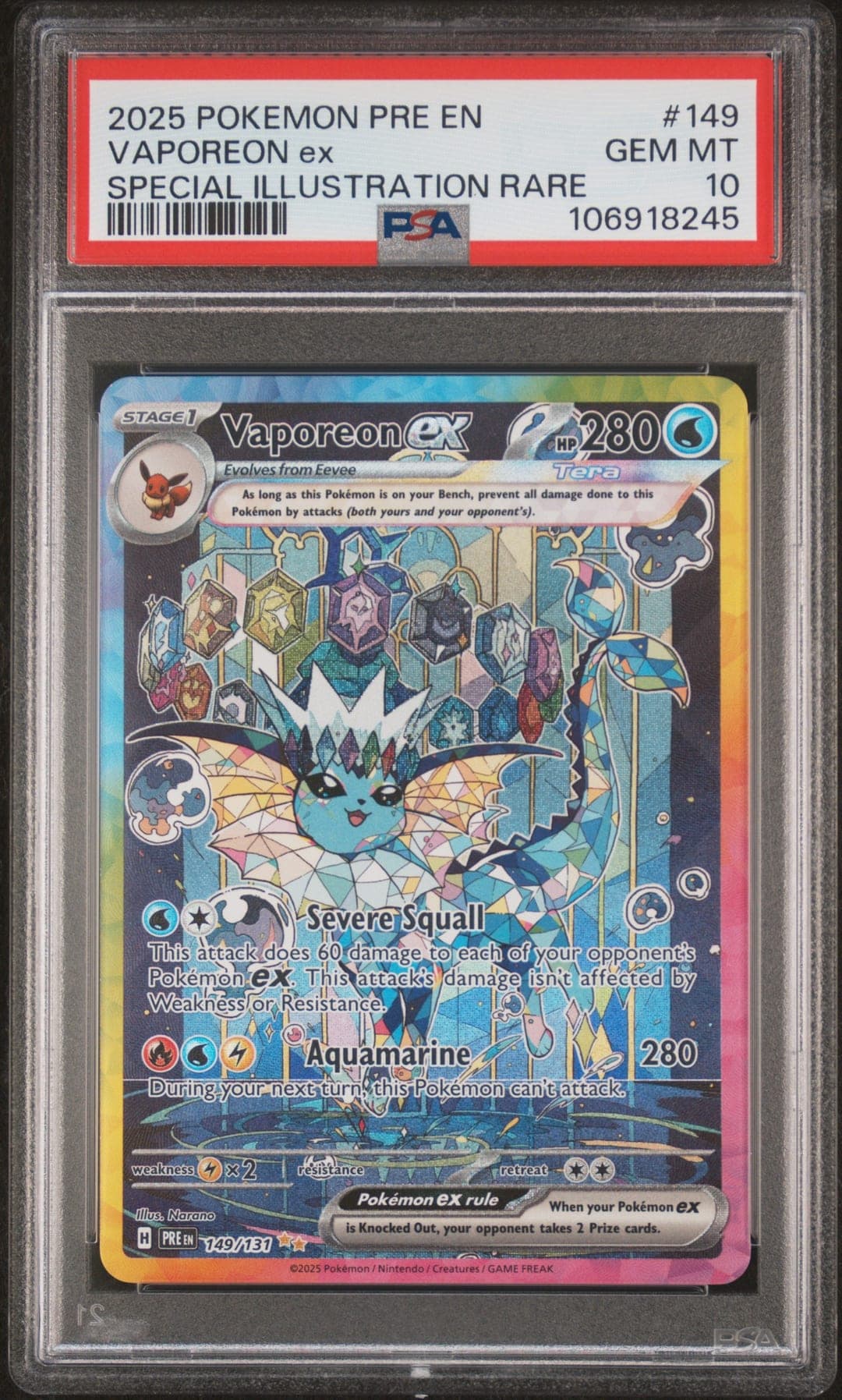 VAPOREON ex — SPECIAL ILLUSTRATION RARE — PSA GEM MT 10