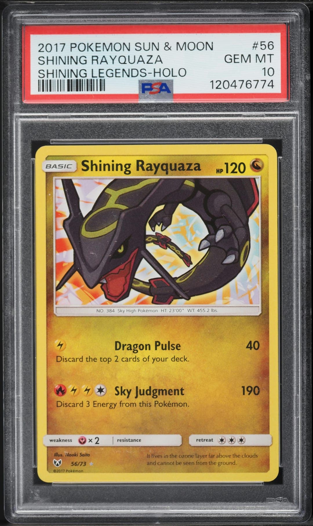 SHINING RAYQUAZA — SHINING LEGENDS-HOLO — PSA GEM MT 10