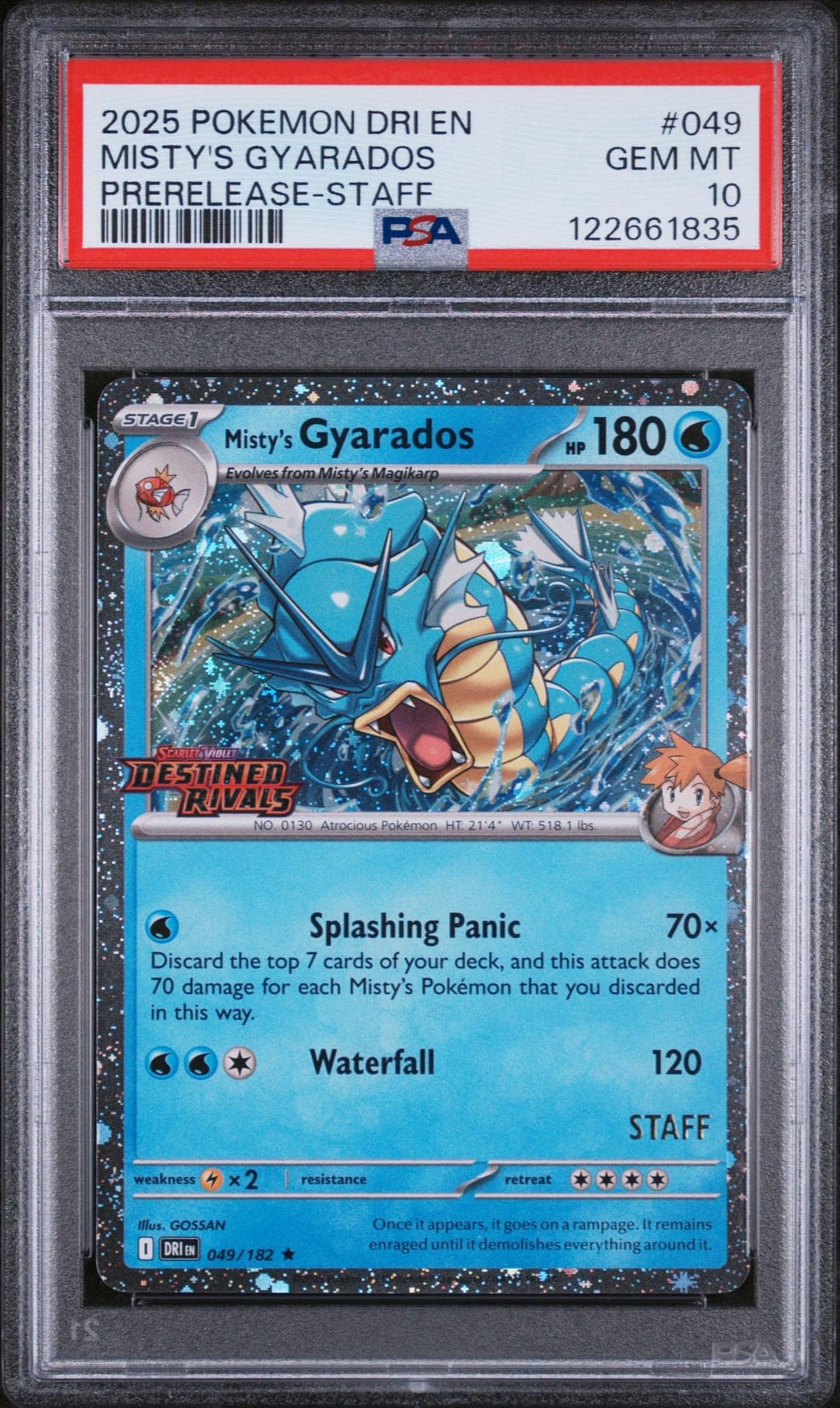 MISTY'S GYARADOS — PRERELEASE-STAFF — PSA GEM MT 10