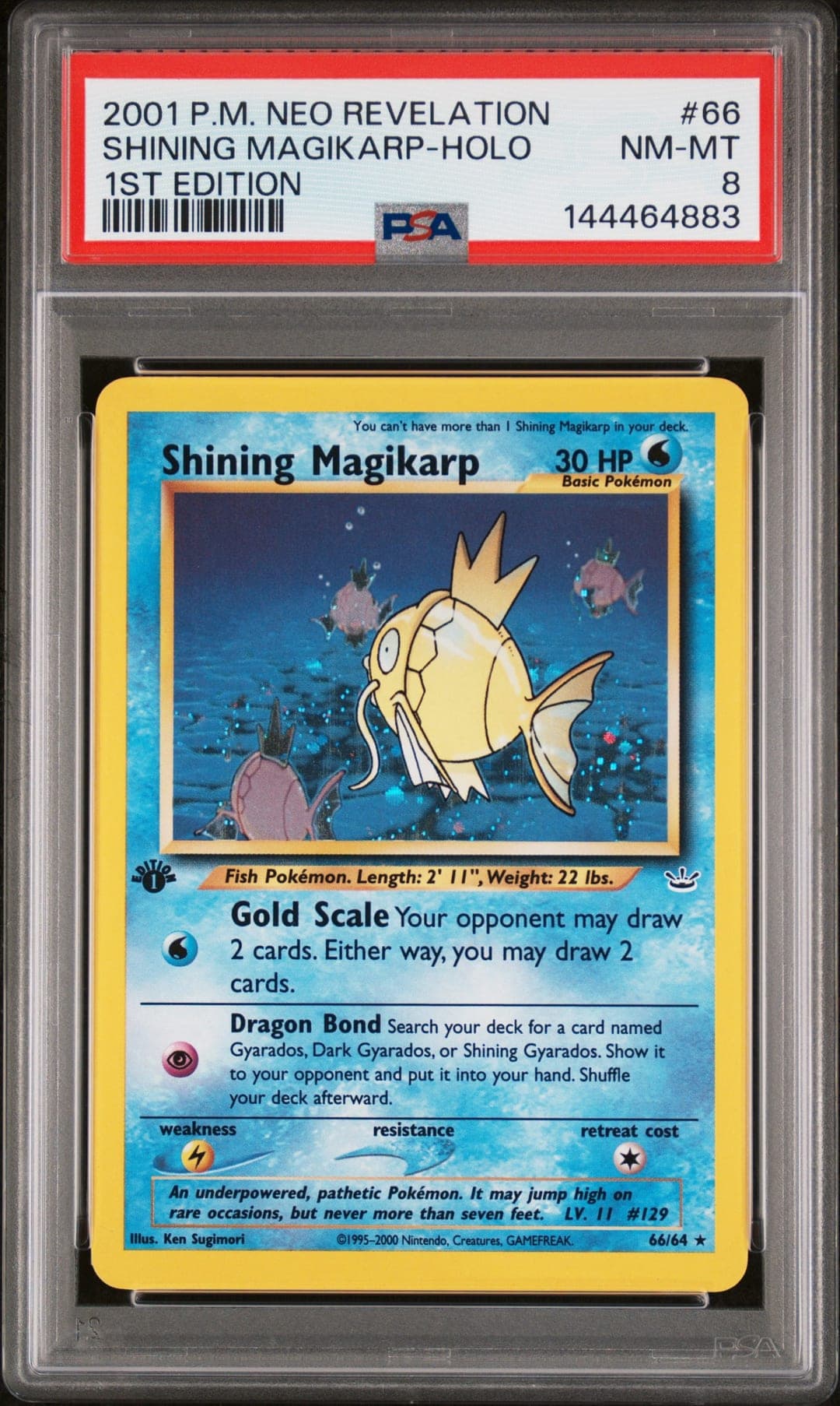 SHINING MAGIKARP-HOLO — 1ST EDITION — PSA NM-MT 8