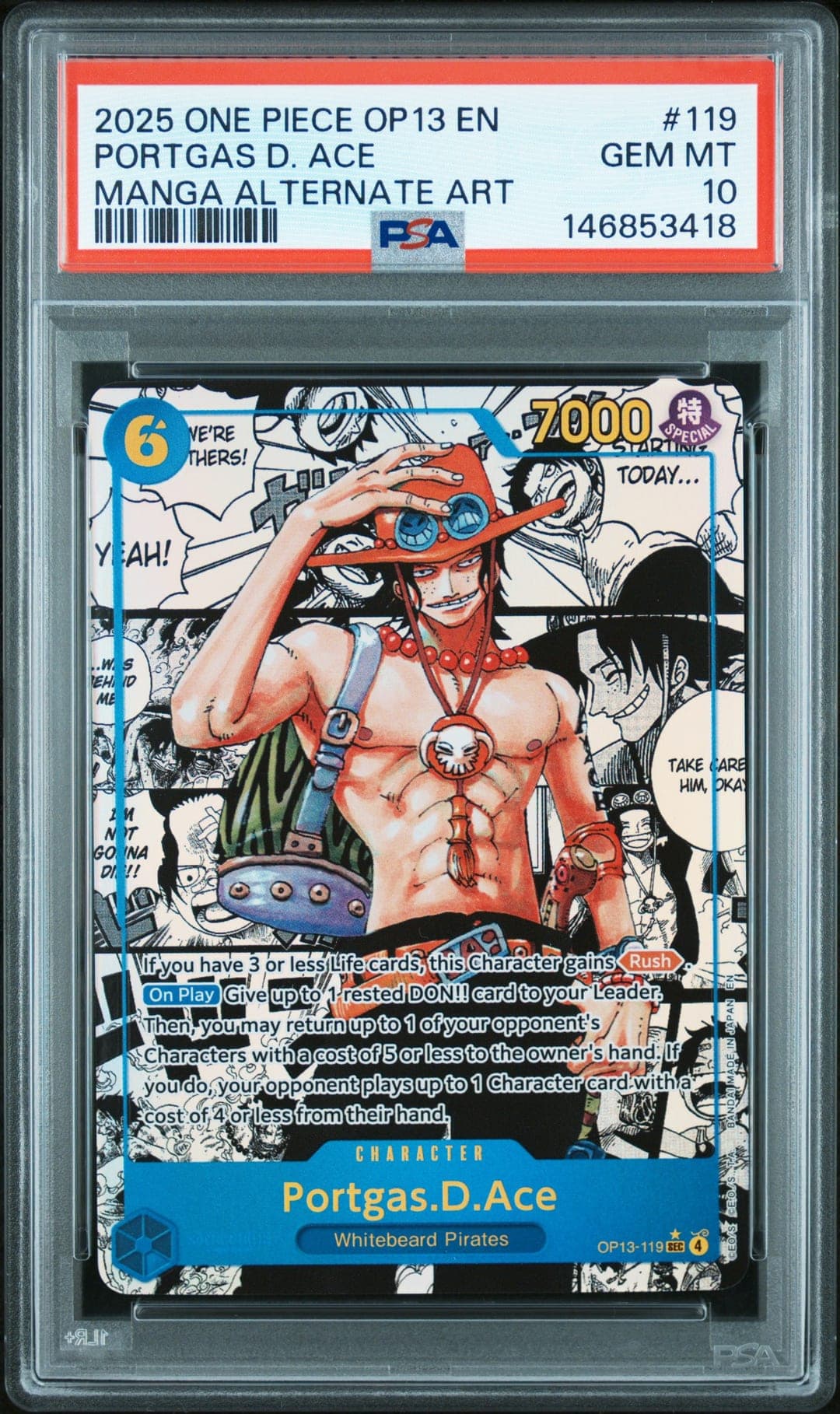 PORTGAS D. ACE — MANGA ALTERNATE ART — PSA GEM MT 10