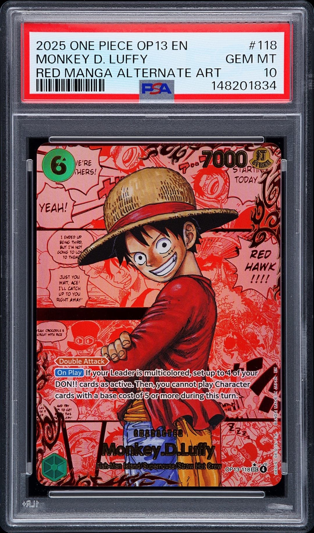 MONKEY D. LUFFY — RED MANGA ALTERNATE ART — PSA GEM MT 10
