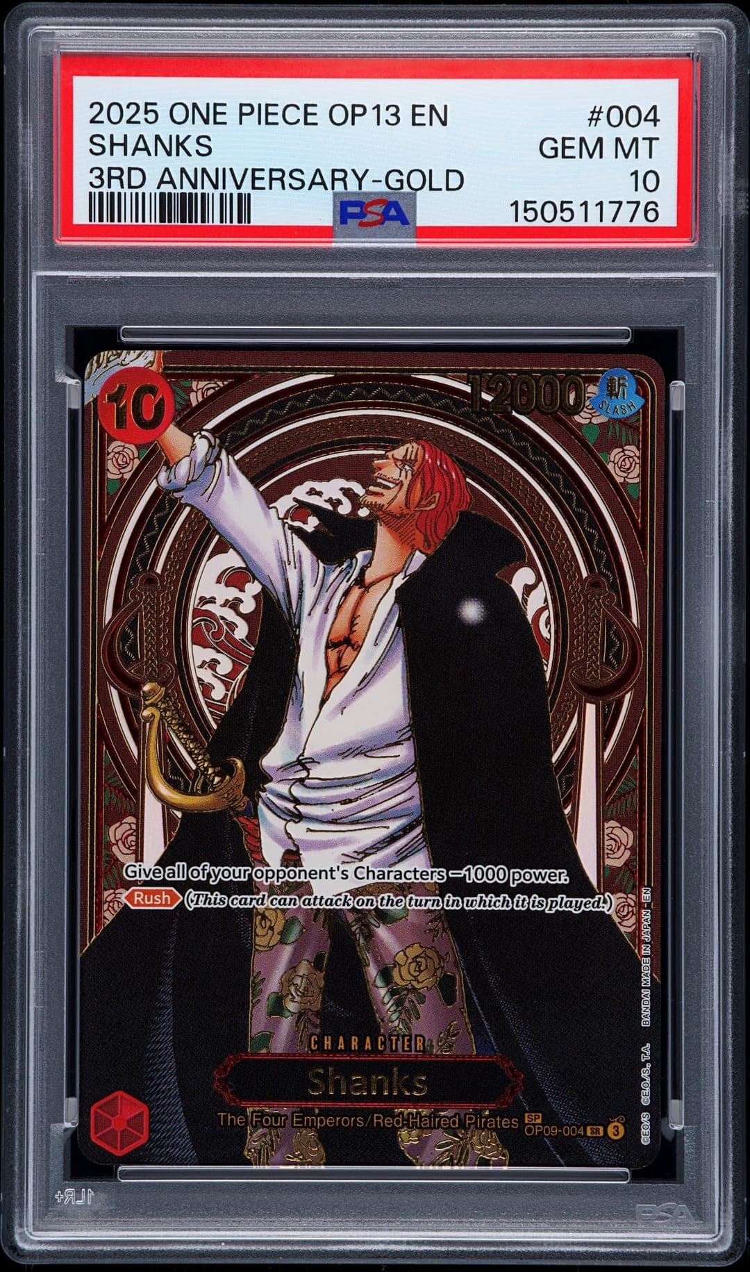SHANKS — 3RD ANNIVERSARY-GOLD — PSA GEM MT 10