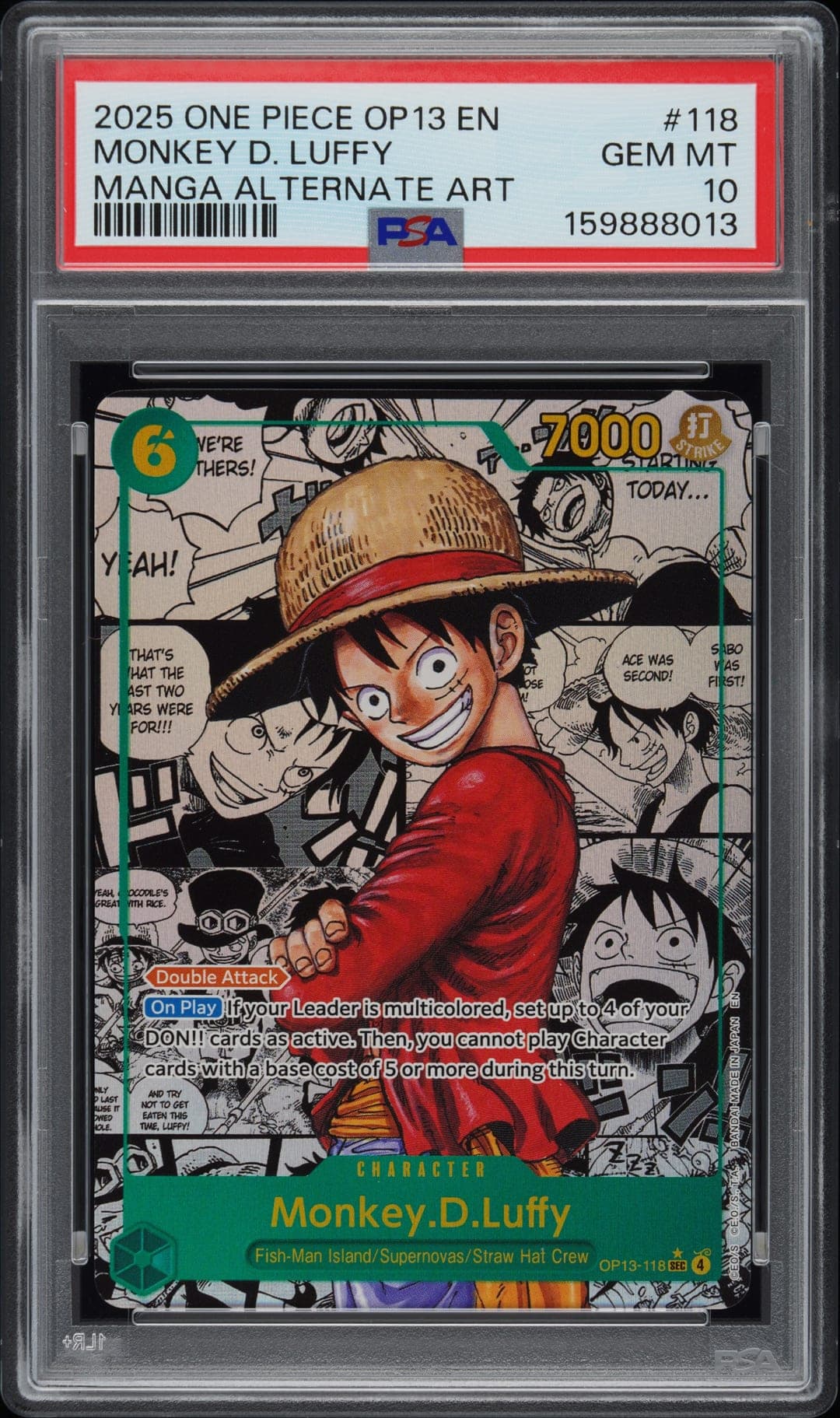 MONKEY D. LUFFY — MANGA ALTERNATE ART — PSA GEM MT 10