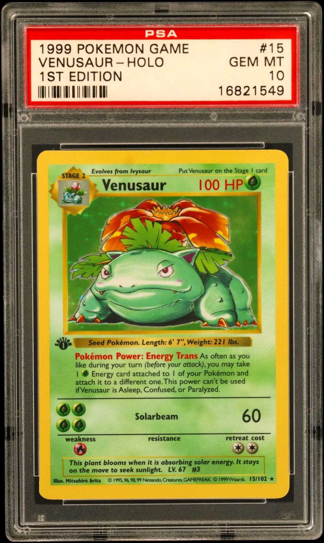 VENUSAUR-HOLO — 1ST EDITION — PSA GEM MT 10