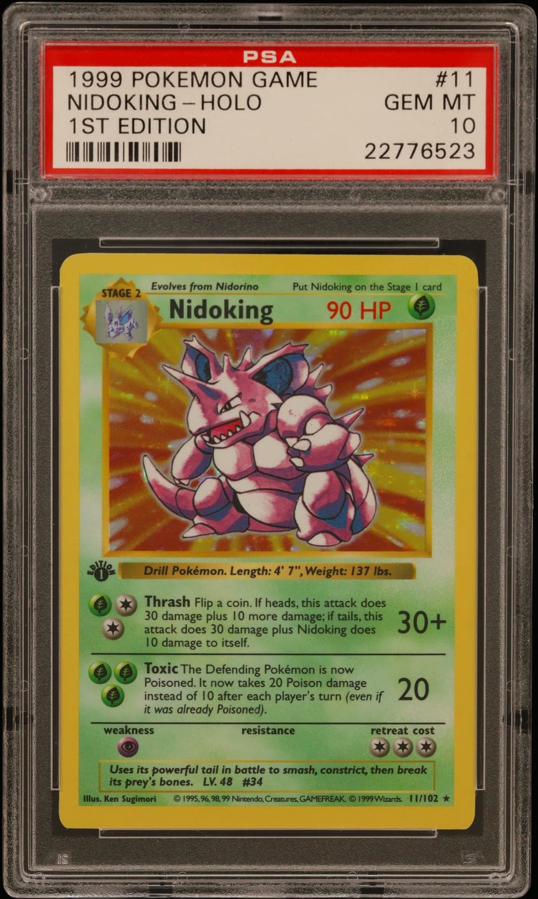 NIDOKING-HOLO — 1ST EDITION — PSA GEM MT 10