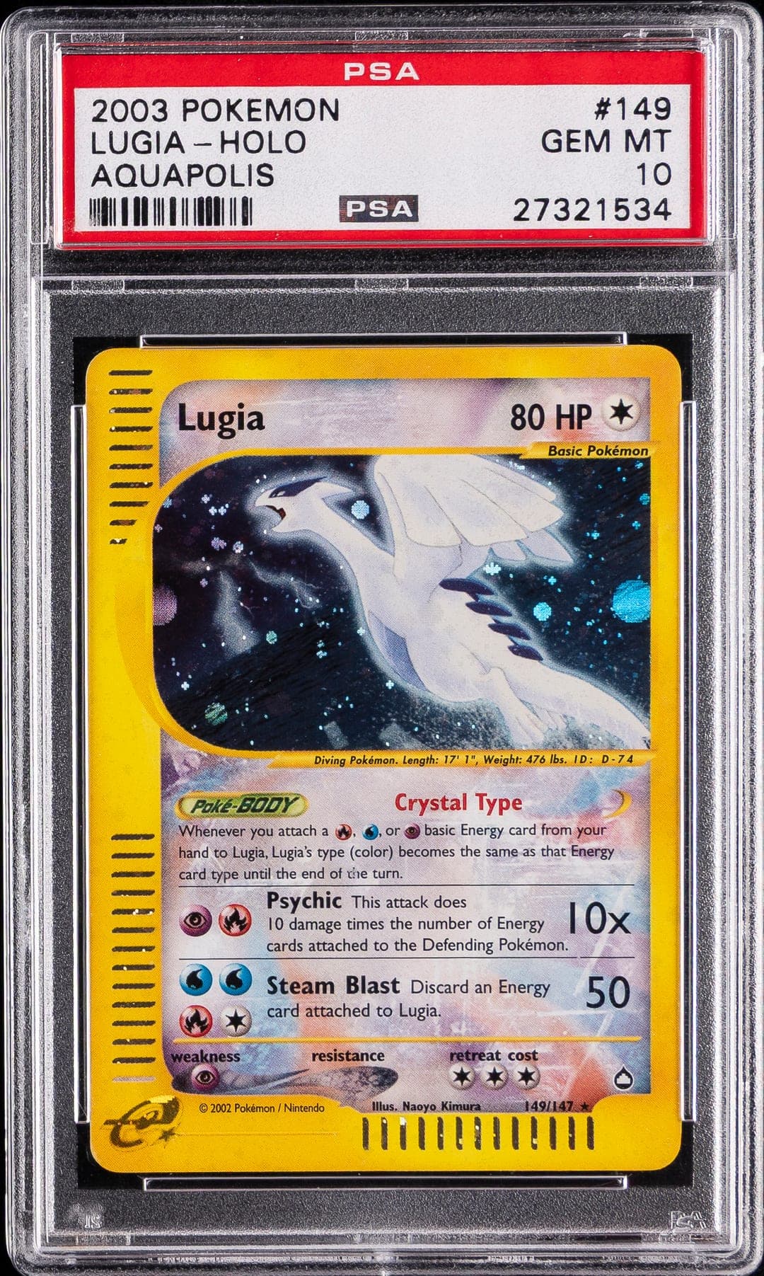LUGIA-HOLO — PSA GEM MT 10