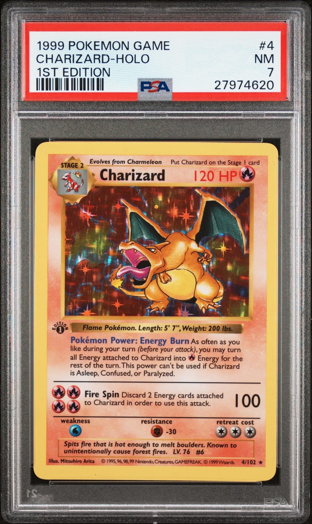 CHARIZARD-HOLO — 1ST EDITION — PSA NM 7