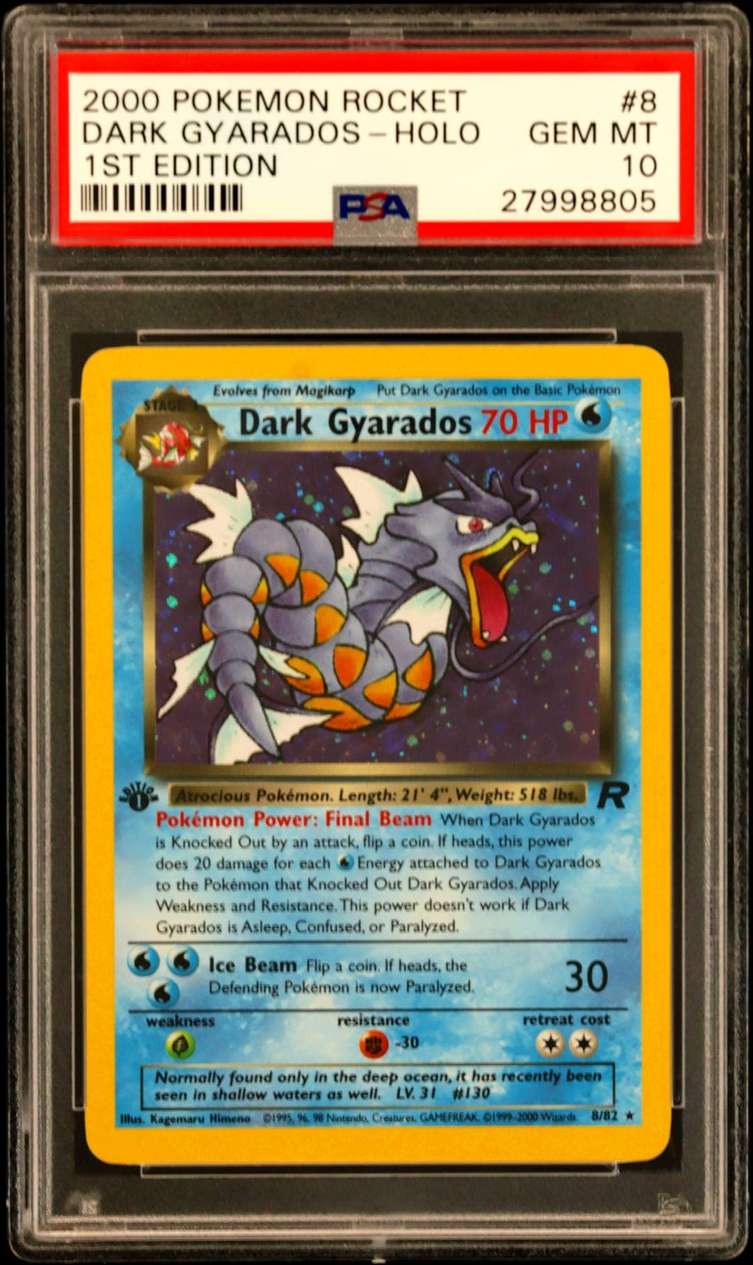 DARK GYARADOS-HOLO — 1ST EDITION — PSA GEM MT 10