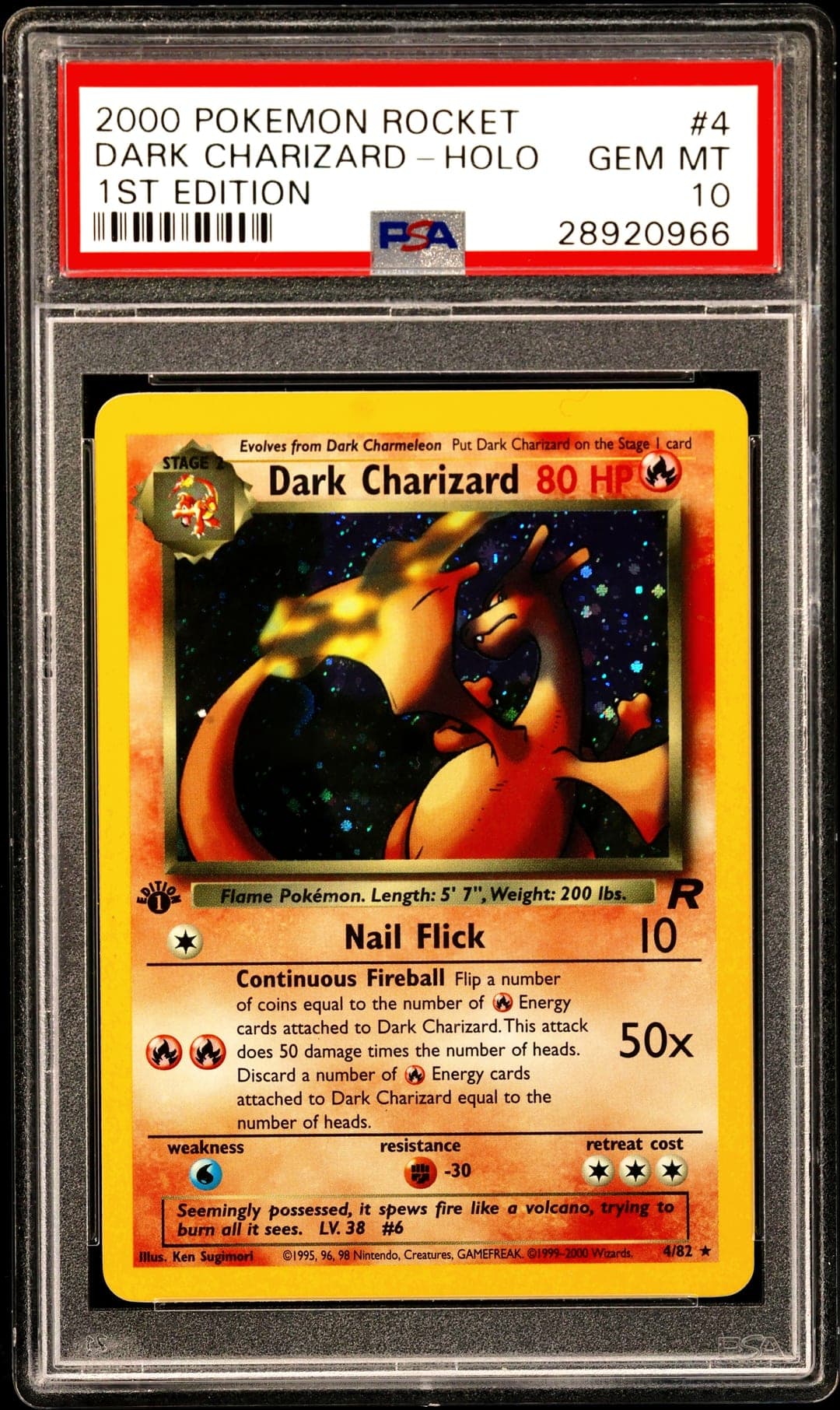 DARK CHARIZARD-HOLO — 1ST EDITION — PSA GEM MT 10