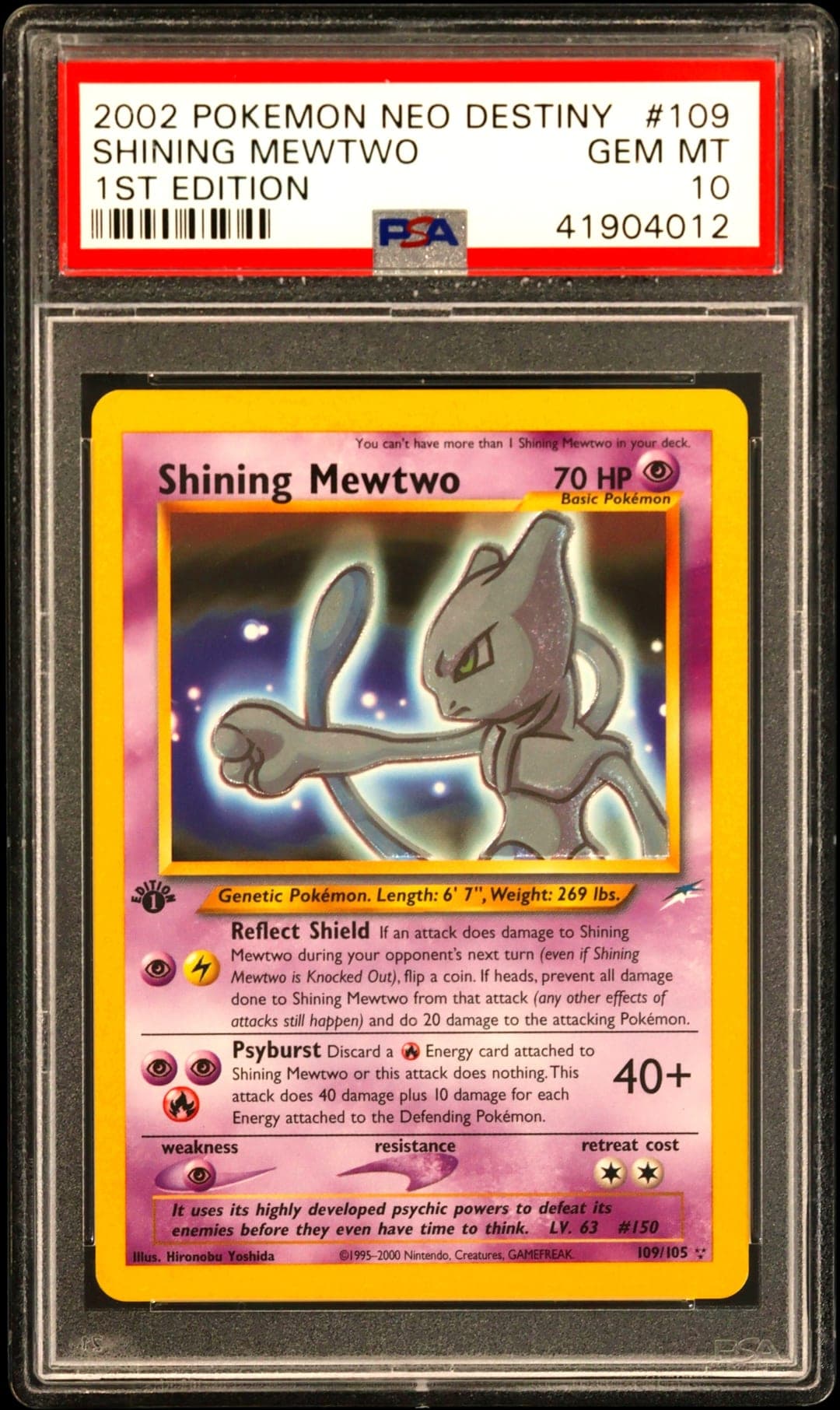 SHINING MEWTWO — 1ST EDITION — PSA GEM MT 10