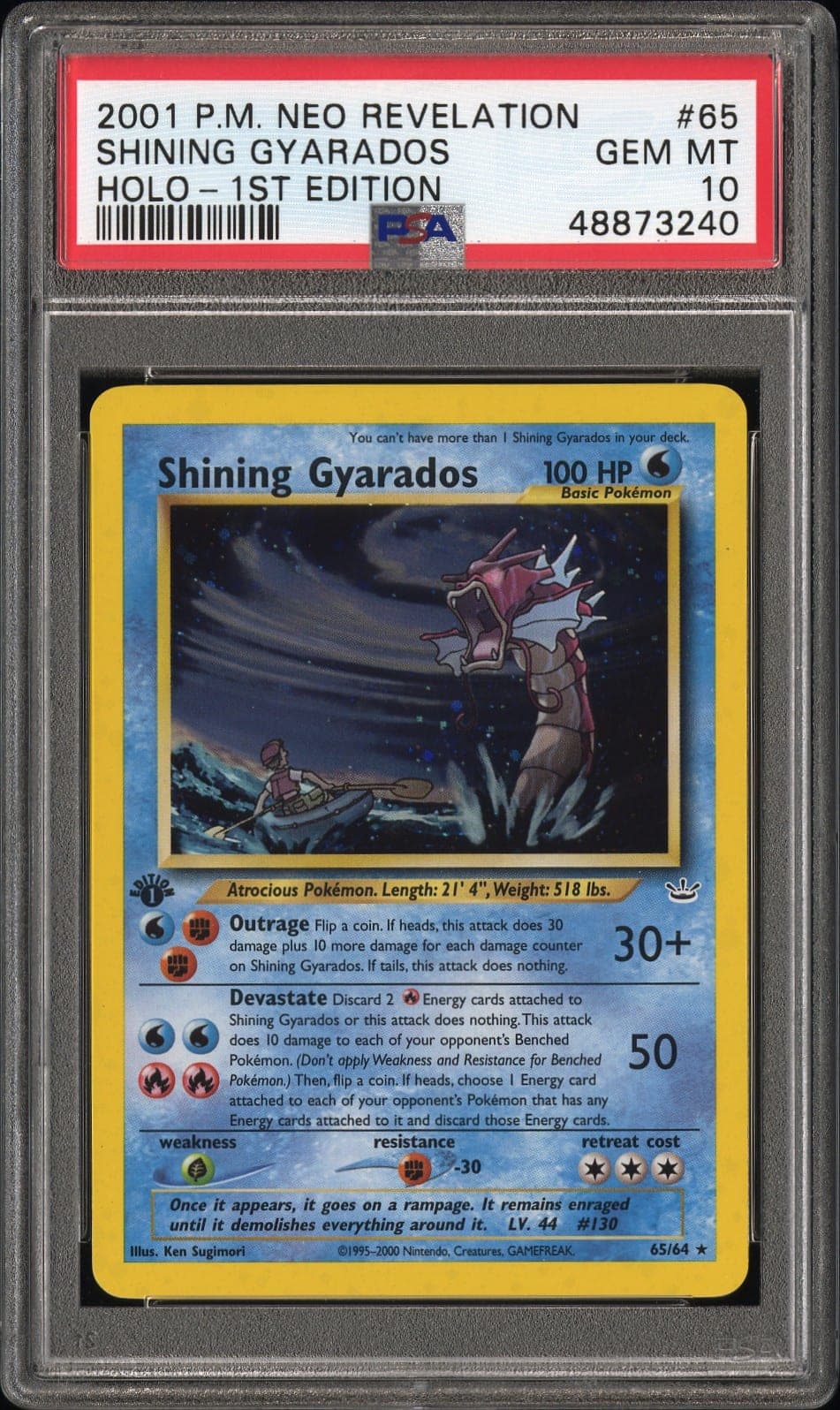 SHINING GYARADOS-HOLO — 1ST EDITION — PSA GEM MT 10