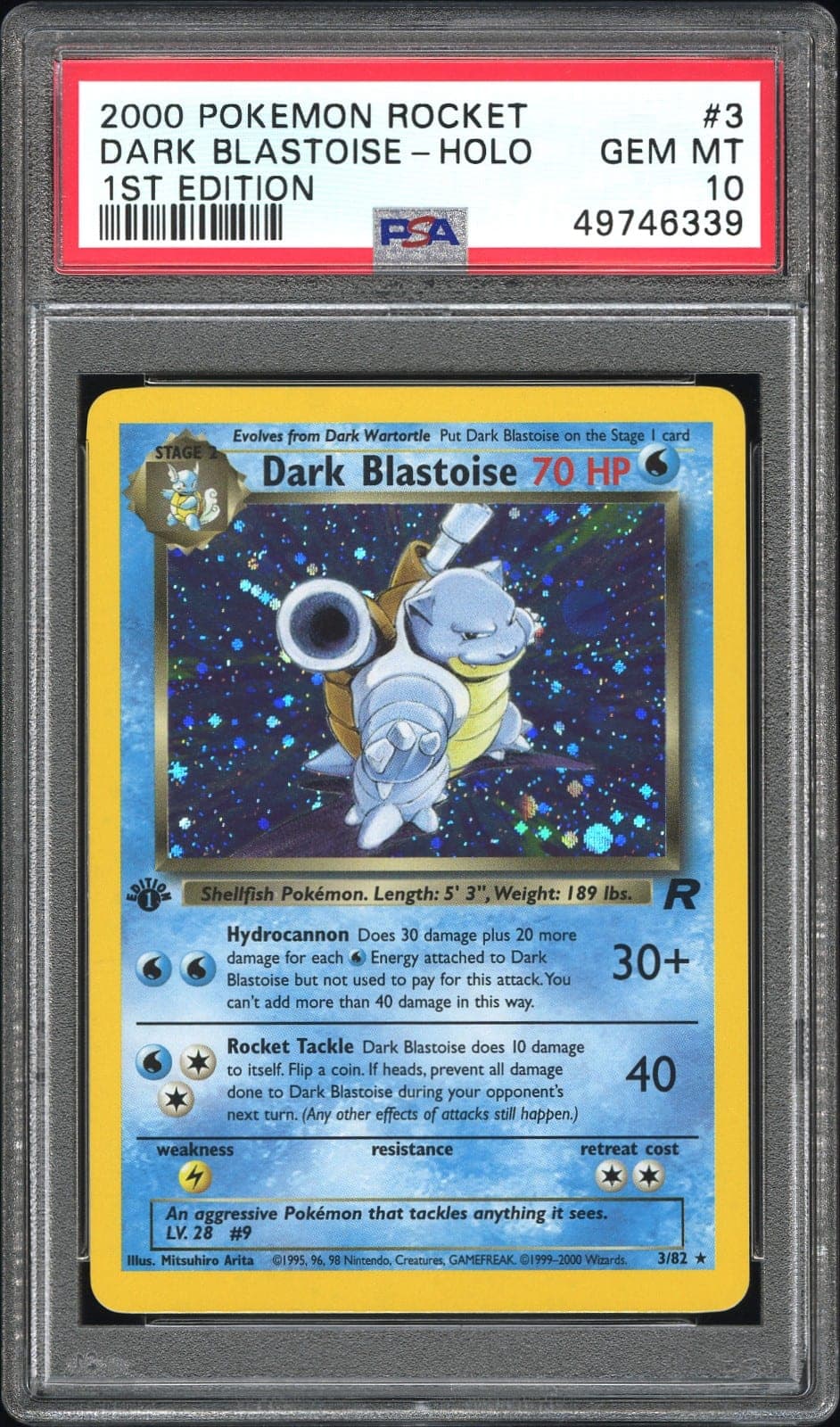 DARK BLASTOISE-HOLO — 1ST EDITION — PSA GEM MT 10