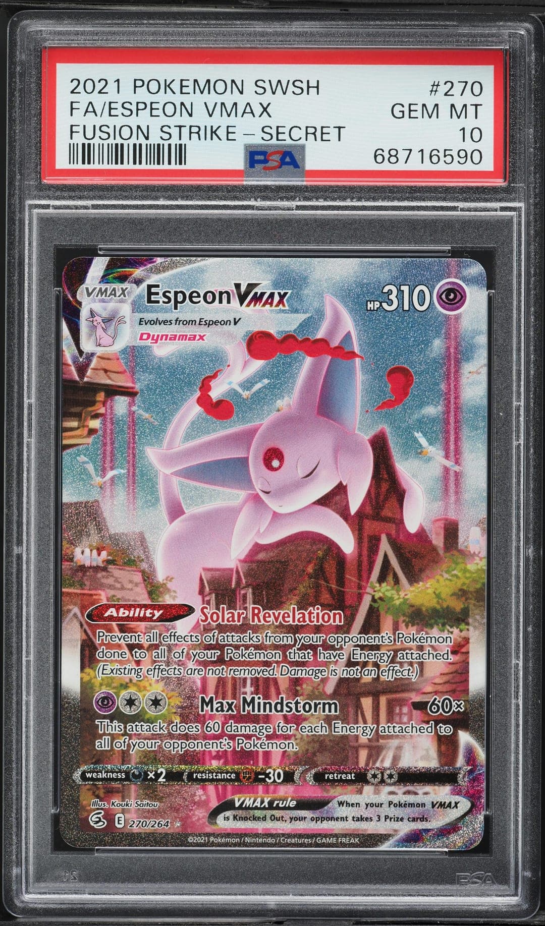FA/ESPEON VMAX — FUSION STRIKE-SECRET — PSA GEM MT 10
