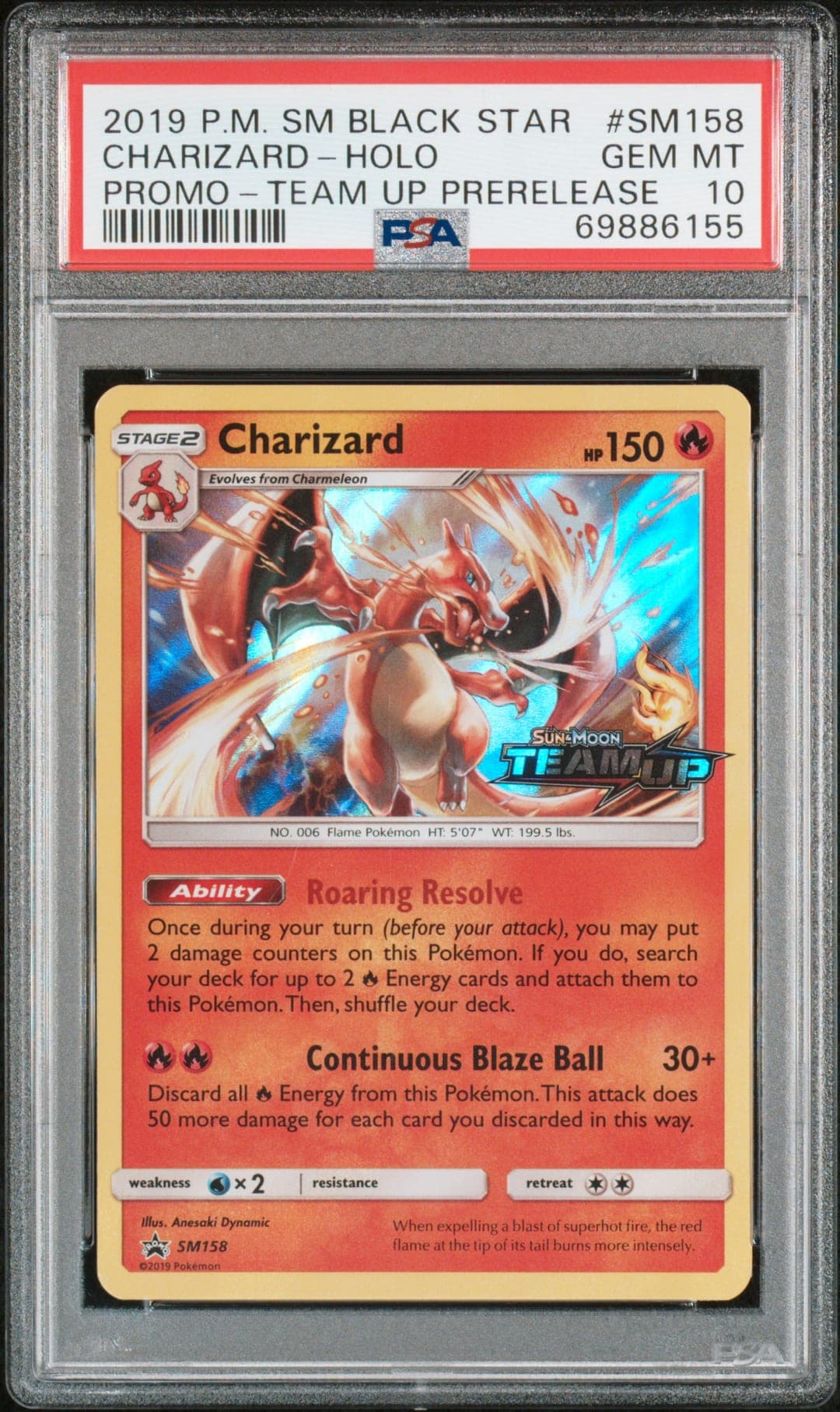 CHARIZARD-HOLO — PROMO-TEAM UP PRERELEASE — PSA GEM MT 10