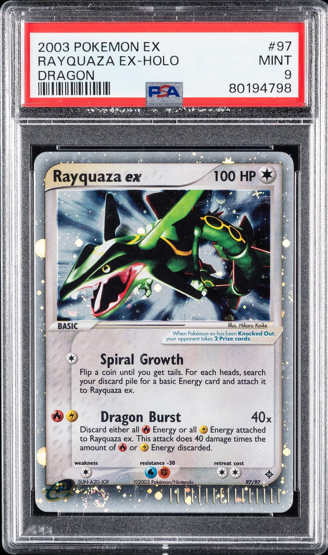 RAYQUAZA EX-HOLO — PSA MINT 9
