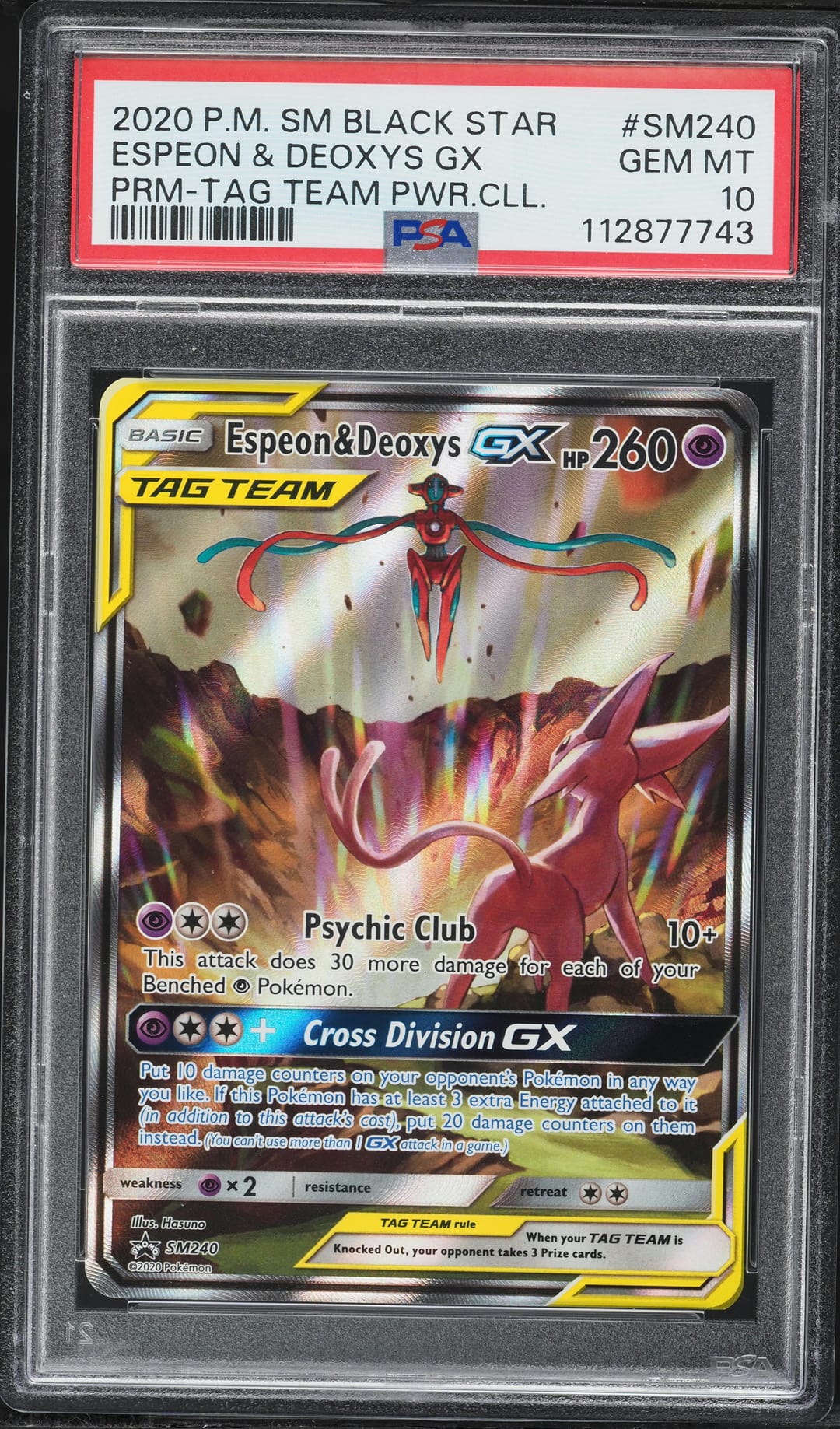 ESPEON & DEOXYS GX — PRM-TAG TEAM PWR.CLL. — PSA GEM MT 10
