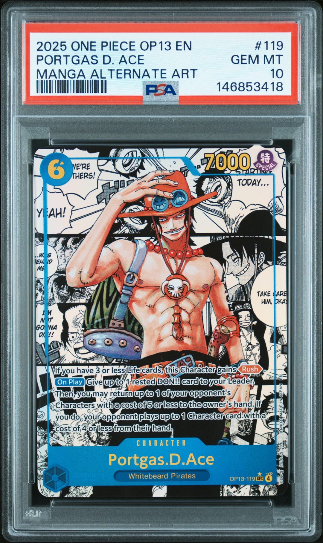 PORTGAS D. ACE — MANGA ALTERNATE ART — PSA GEM MT 10