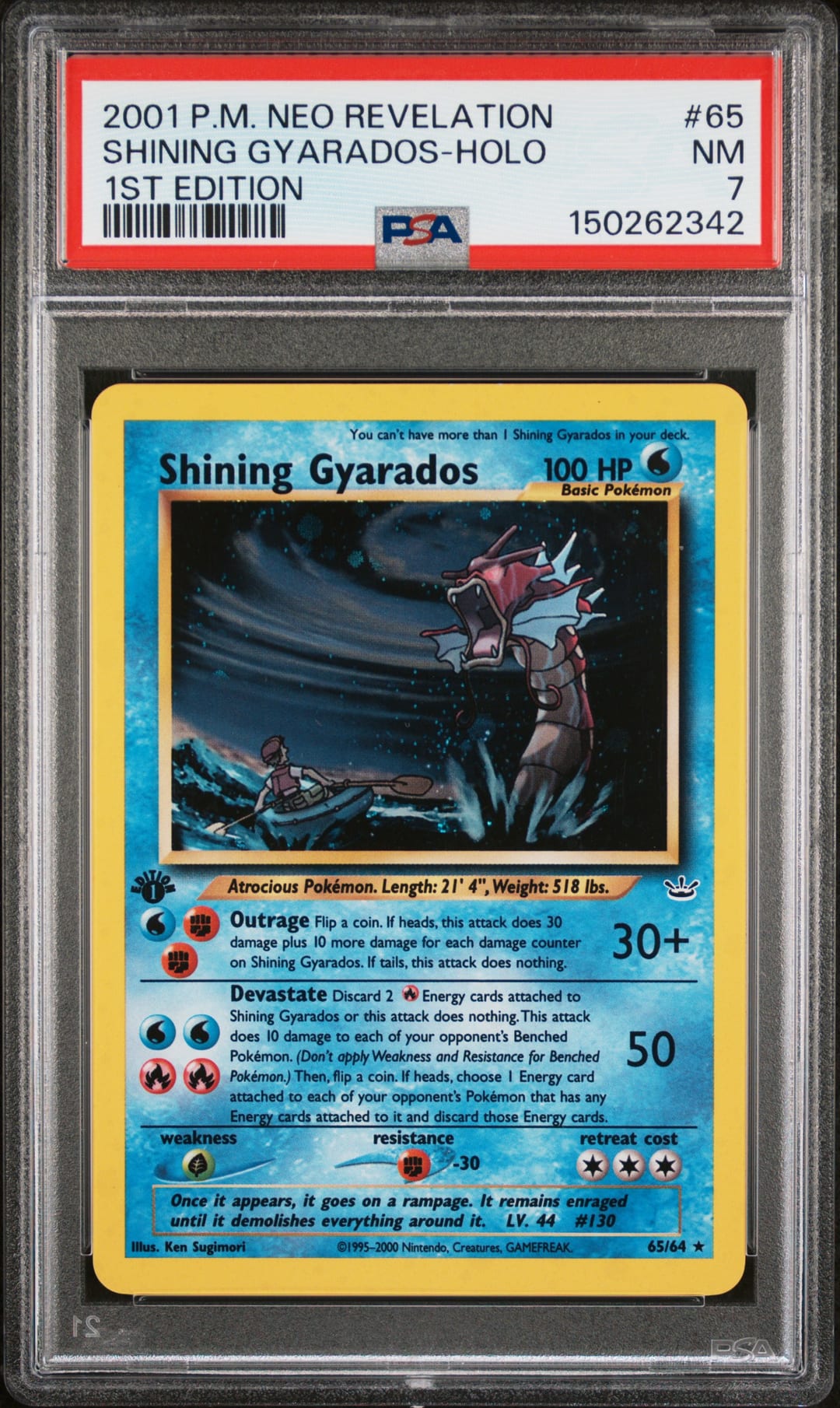 SHINING GYARADOS-HOLO — 1ST EDITION — PSA NM 7