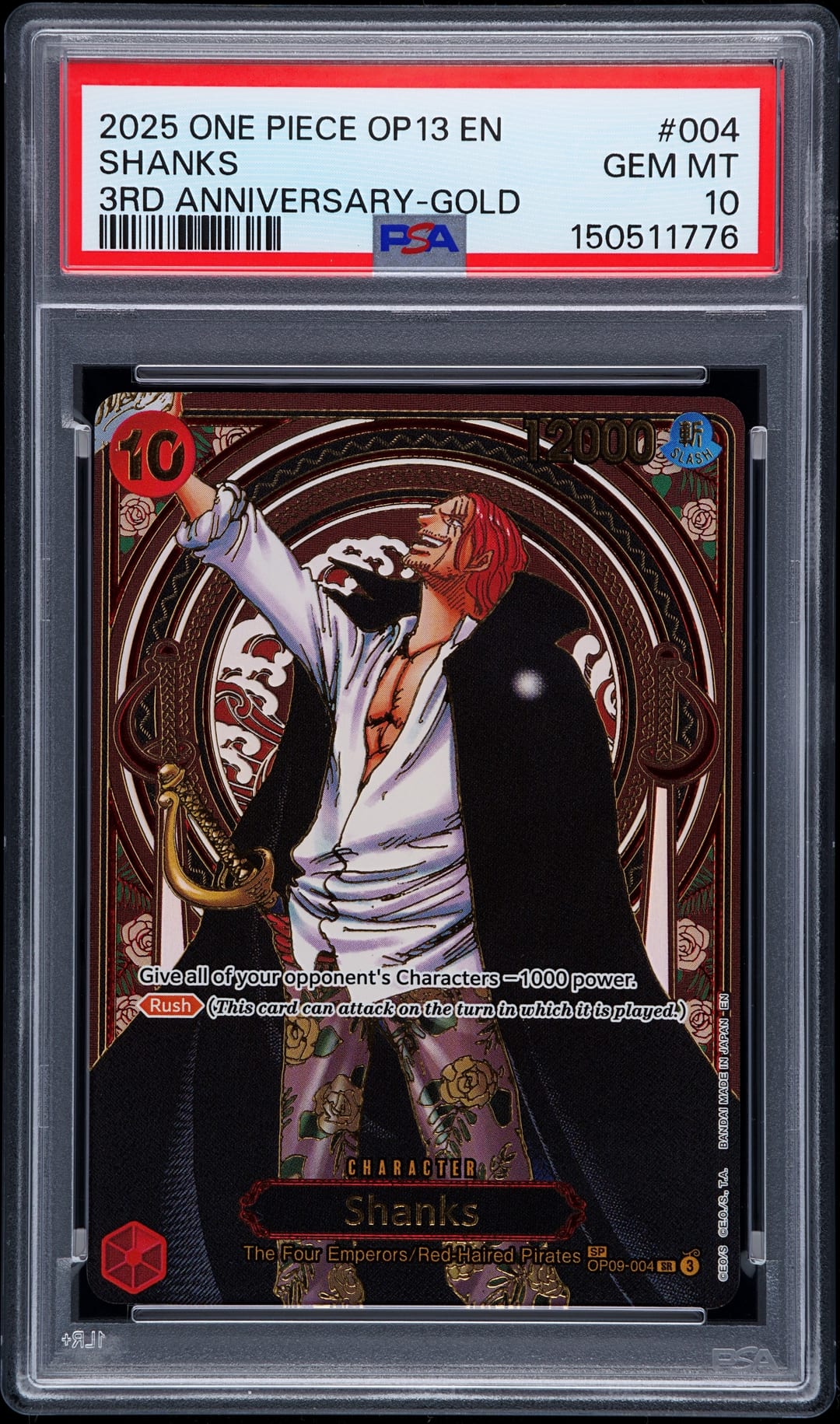 SHANKS — 3RD ANNIVERSARY-GOLD — PSA GEM MT 10
