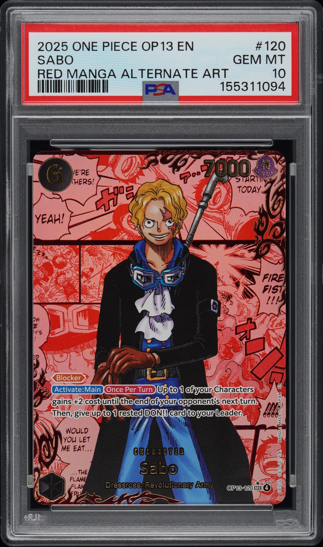 SABO — RED MANGA ALTERNATE ART — PSA GEM MT 10