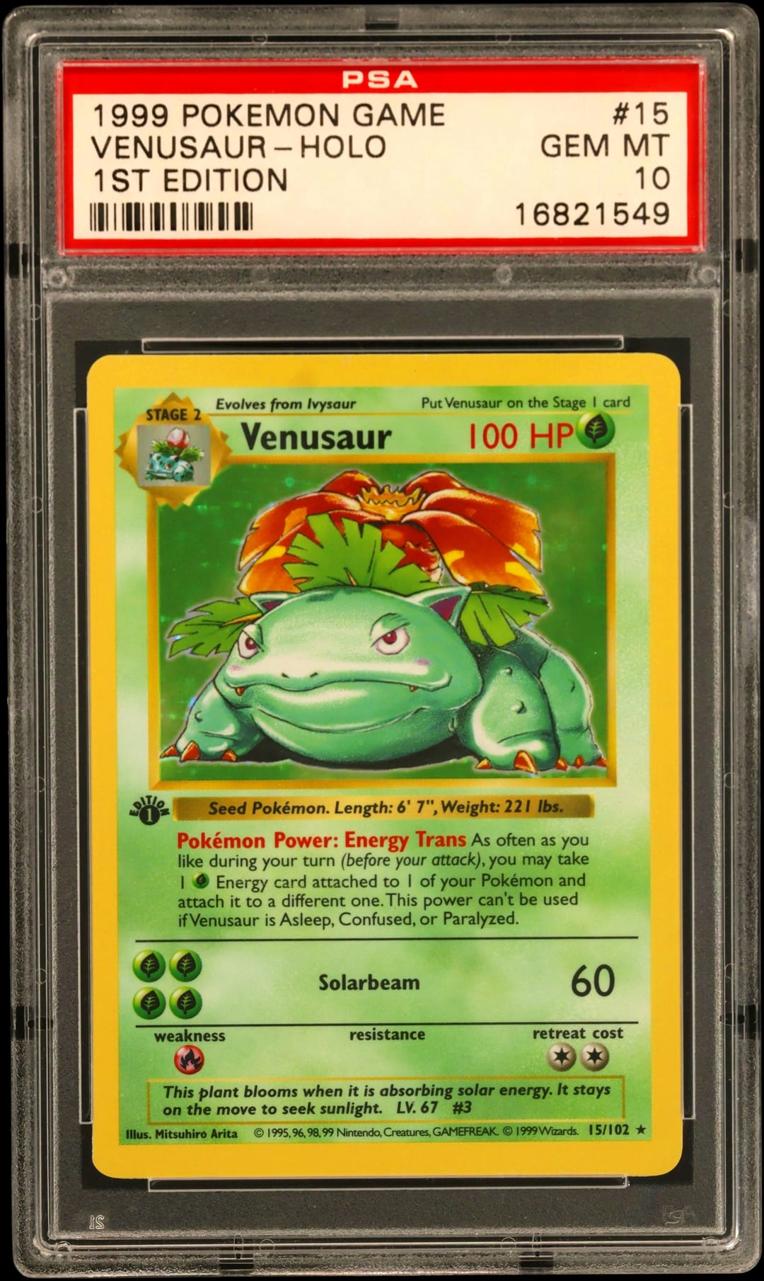 VENUSAUR-HOLO — 1ST EDITION — PSA GEM MT 10