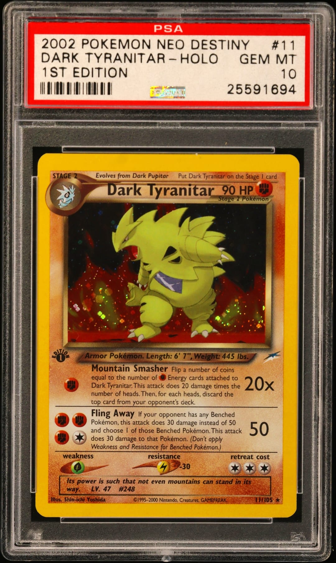 DARK TYRANITAR-HOLO — 1ST EDITION — PSA GEM MT 10