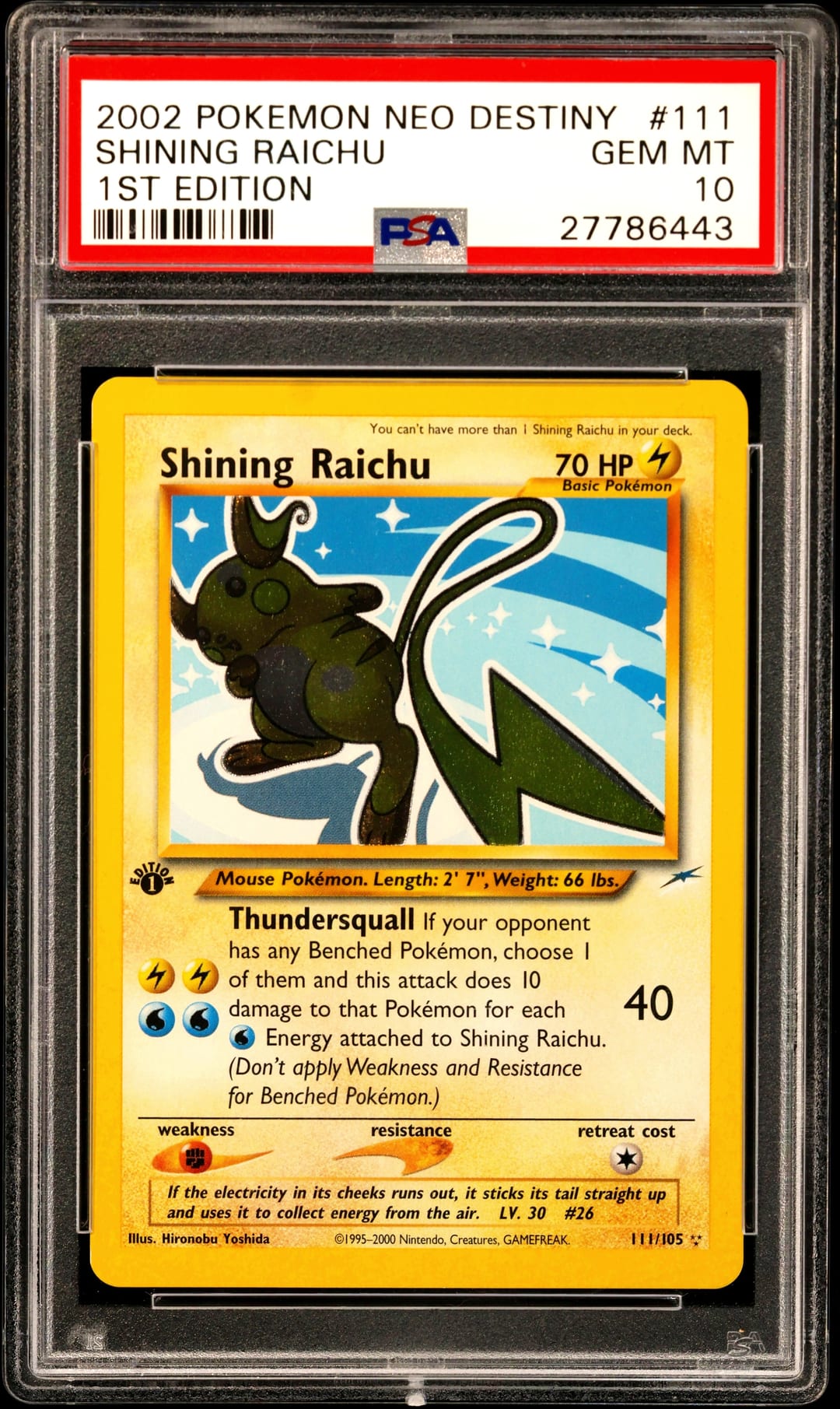 SHINING RAICHU — 1ST EDITION — PSA GEM MT 10