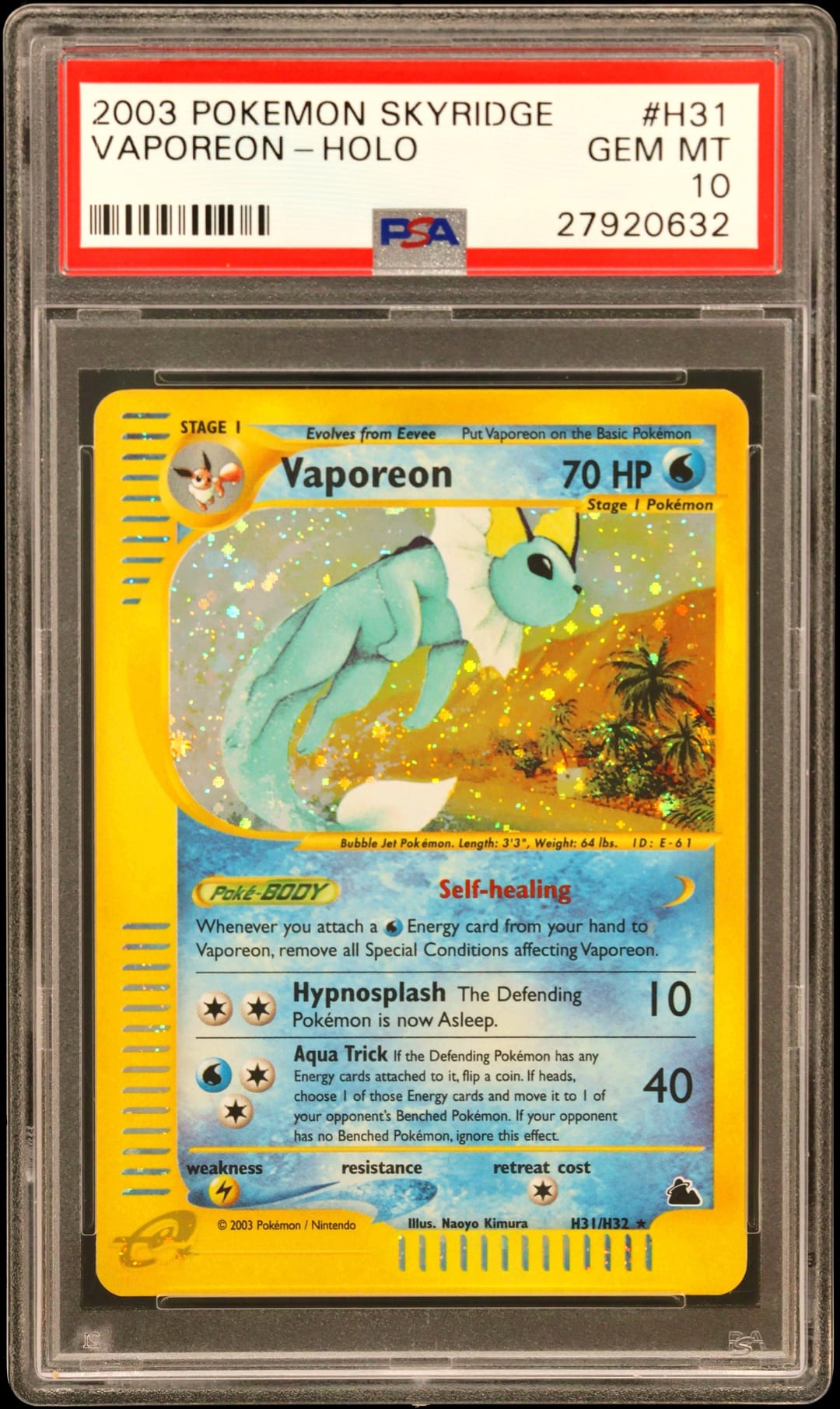 VAPOREON-HOLO — PSA GEM MT 10