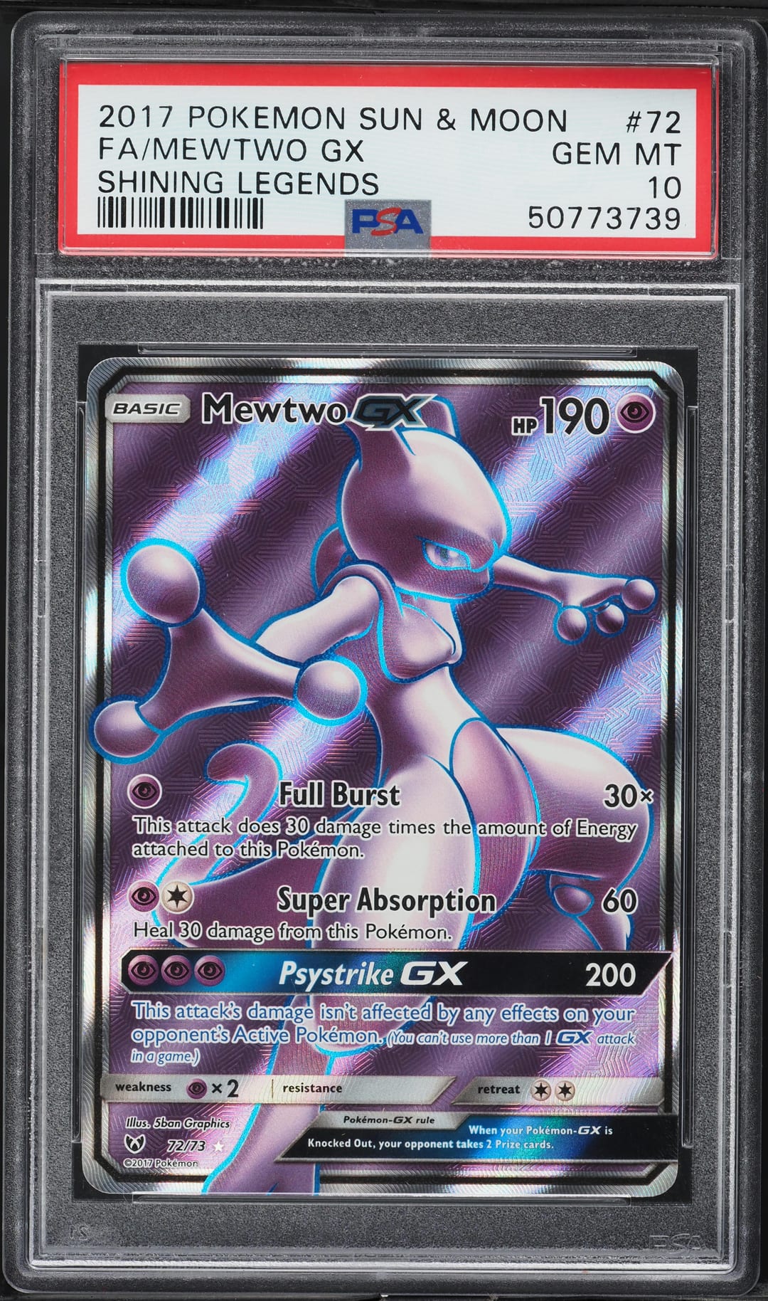 FA/MEWTWO GX — PSA GEM MT 10