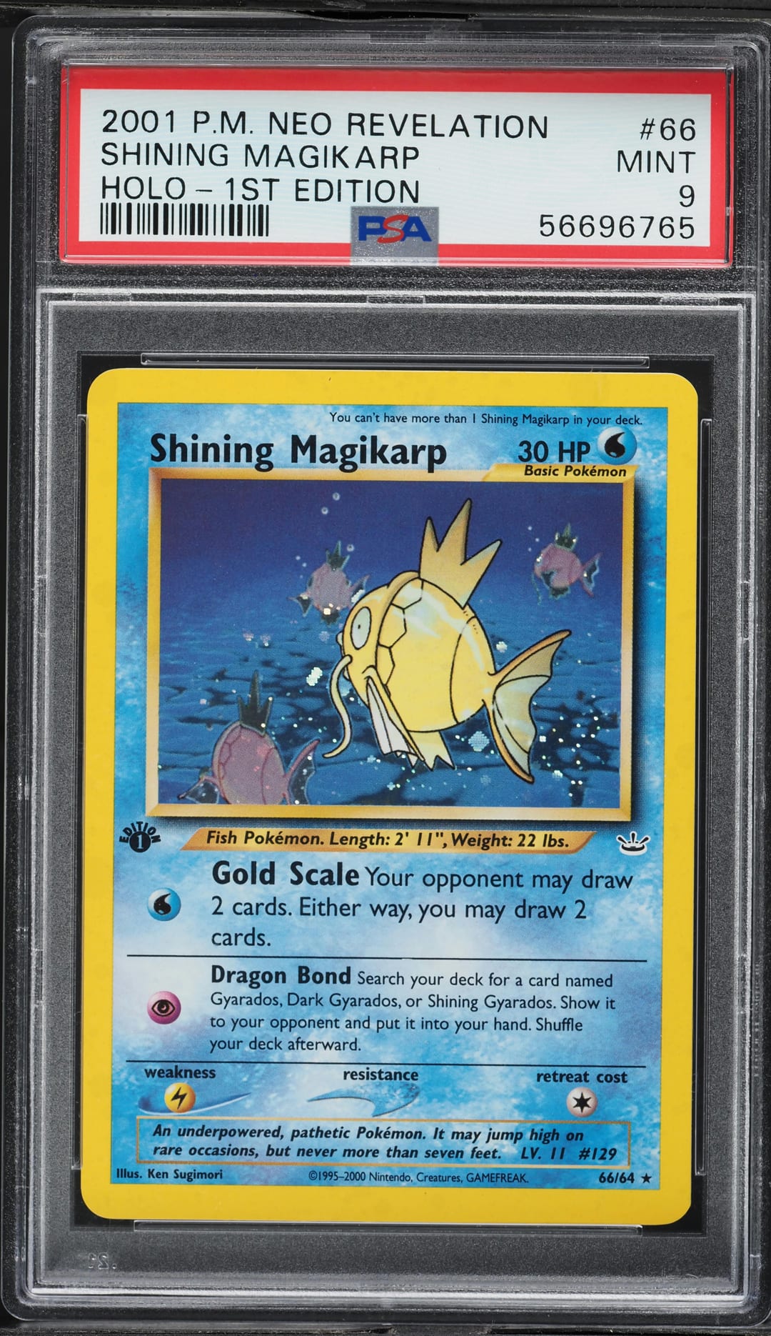 SHINING MAGIKARP-HOLO — 1ST EDITION — PSA MINT 9