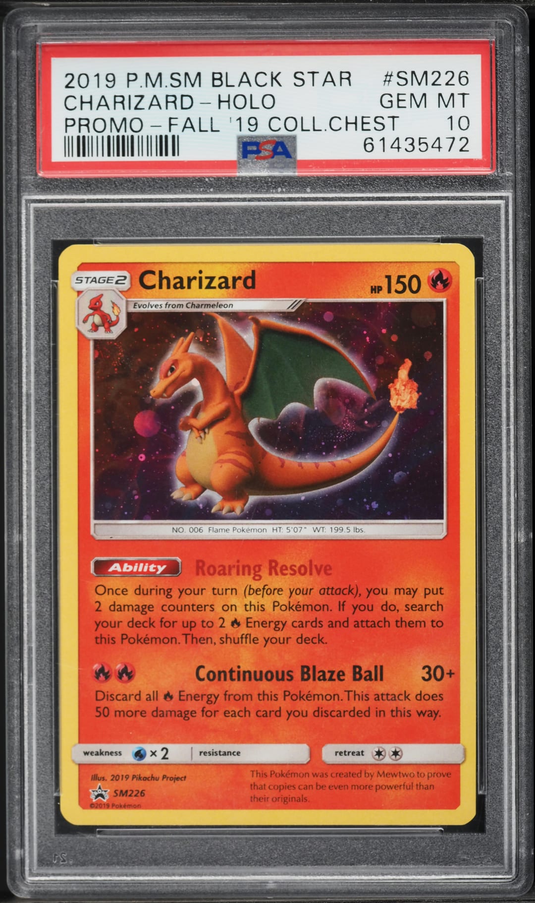 CHARIZARD-HOLO — PROMO-FALL '19 COLL.CHEST — PSA GEM MT 10