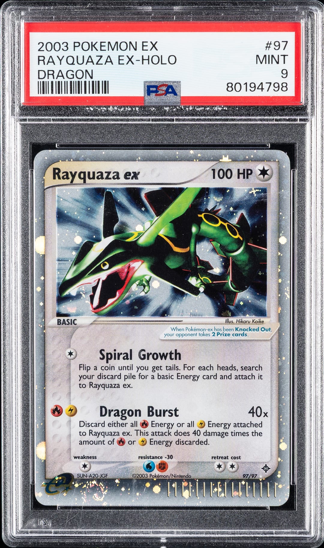 RAYQUAZA EX-HOLO — PSA MINT 9