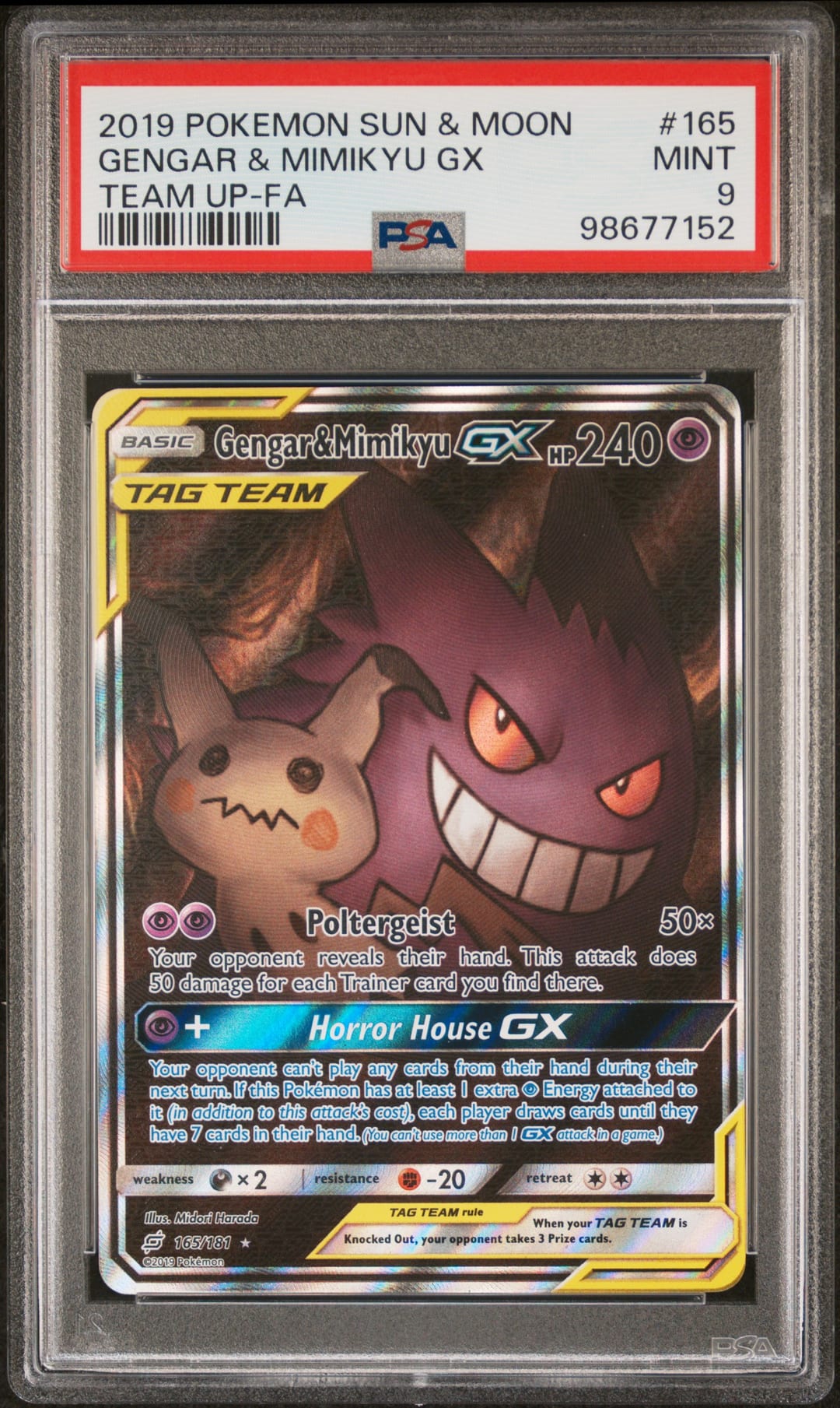 GENGAR & MIMIKYU GX — TEAM UP-FA — PSA MINT 9